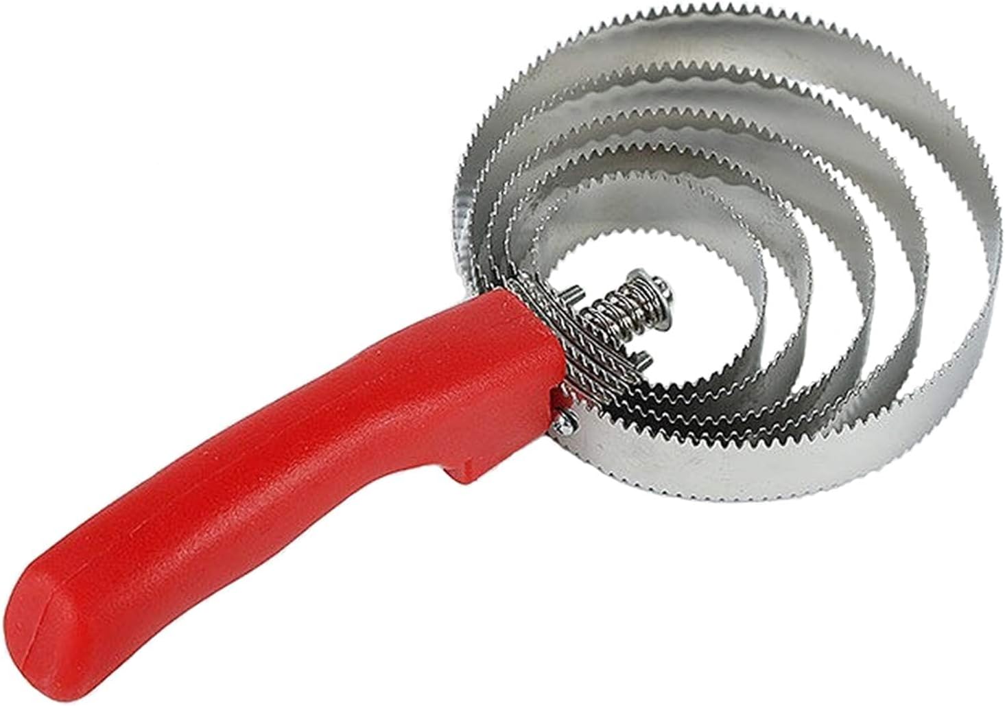 kathson 5 Rings Curry Comb Horse Brush Scraper Reversible Stainless Steel Livestock Shedding Comb with Soft Touch Grip for Dog Horse Grooming Supplies (Red)