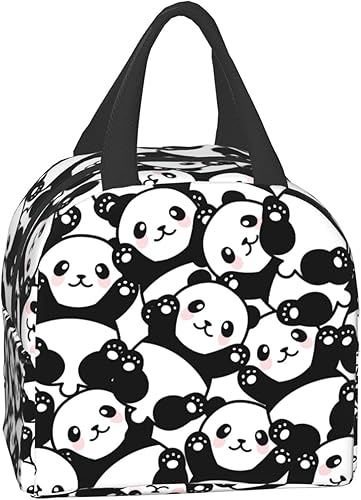 Miniatura 8 de Linda lonchera de panda  Bolsas de almuerzo aisladas para niños y niñas, bolsas de almuerzo reutilizables, perfectas para la escuela, campamento,