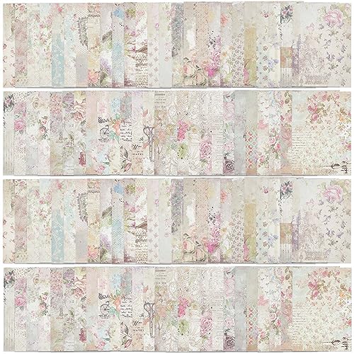 GORGECRAFT 100 Hojas 50 Estilos Flores Papel Scrapbook 14x10cm Tema Floral Vintage Papel Decorativo Craft Cartulina Pad para DIY Origami Fabricación de Tarjetas Scrapbooking Marco de Fotos Álbum