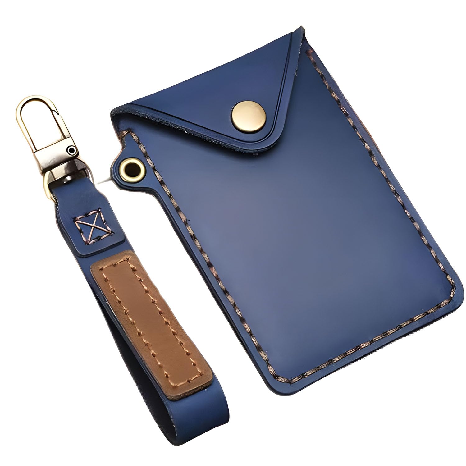 Leather Car Key Card Holder, Durable Leather Materials Car Key Protector Keychain and Cover Suit for Model s Model y, Anti-slip Grip No Signal Loss Smart Key Fob Case in Genuine Leather