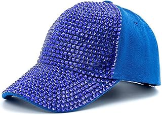 Women Studded Rhinestone Crystals Adjustable Baseball Cap Plain Sparkle Bling Denim Sun Hat