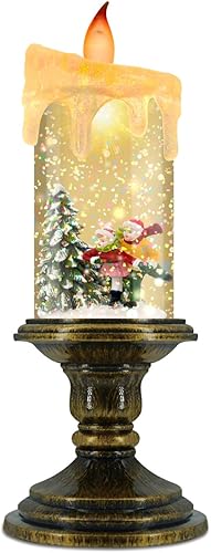 Velas de Navidad sin llama, velas LED parpadeantes con temporizador, luces de vela de globo de nieve para decoraciones de Navidad