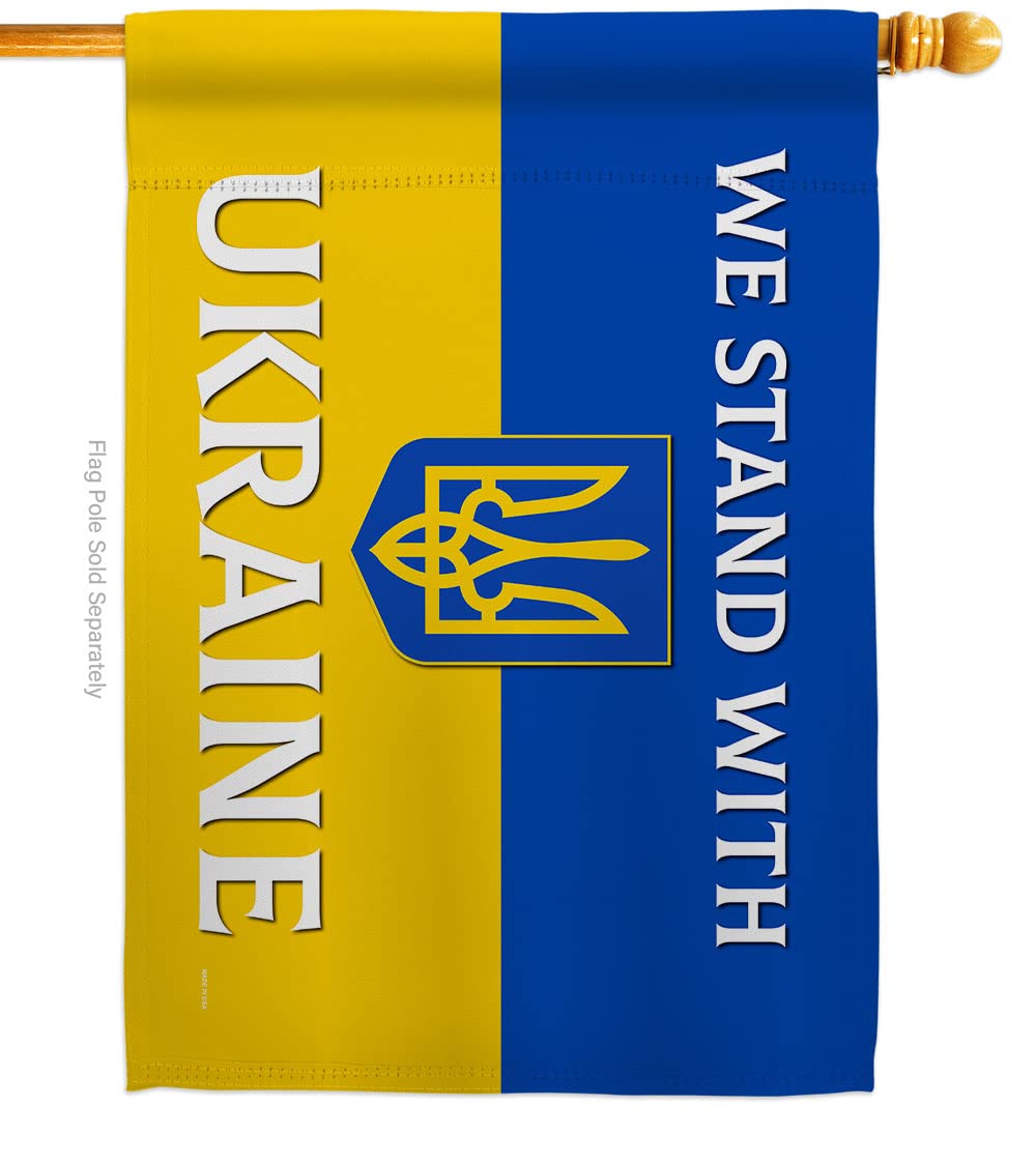 Americana Home & Garden Stand with Ukraine House Flag Support Cause BLM Anti Racism Justice Revolution Movement Equality Social Decoration Banner Small Garden Yard Gift Double-Sided, Made in USA