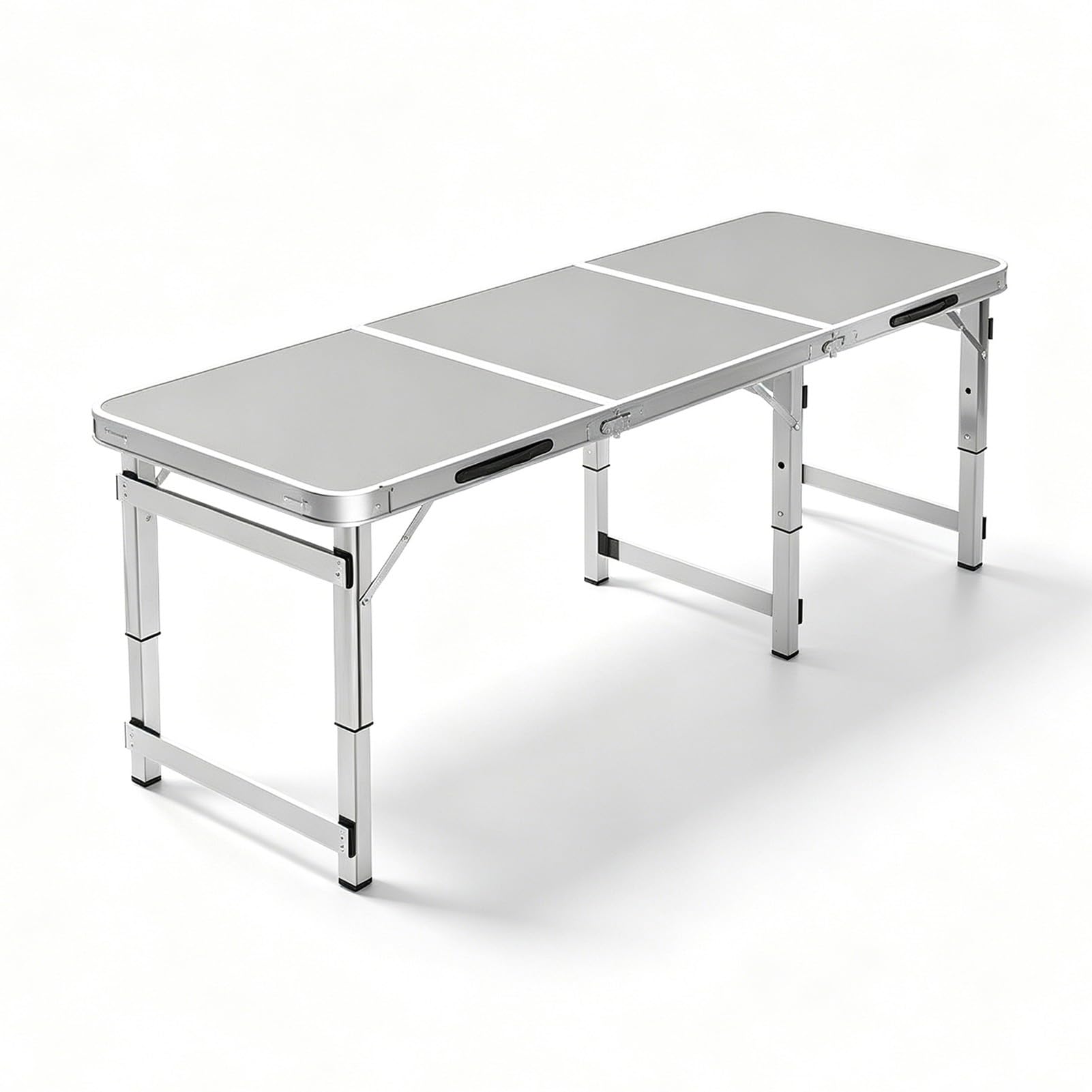 Tavolo Pieghevole Portatile - Tavolo da Campeggio Pieghevole in Alluminio Grigio per 4-6 Persone 3 Altezza Regolabile con Maniglia per Il Trasporto, Tavoli Utili(Grigio,120cm/3.9ft)