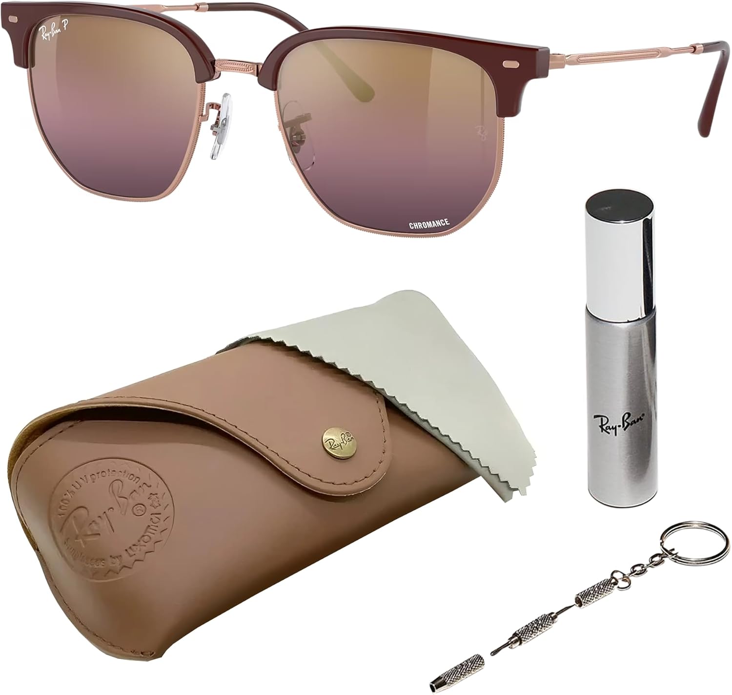 Ray-Ban RB4416 NEW CLUBMASTER Square-Round Shaped Sunglasses for Men & Women with Official RAYBAN Eyewear Kit