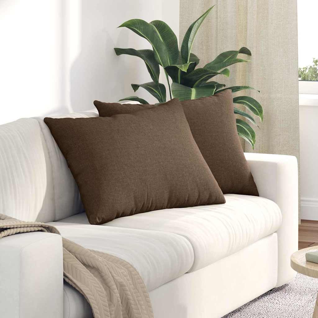 Cuscini da Divano 2 pezzi Marrone 70 x 50 cm in Tessuto con Riempimento in Poliestere, Federe Sfoderabili, Supporto Ergonomico per Soggiorno, Ufficio, Camera da Letto