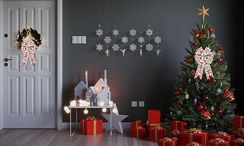 Vista 29 de Threetols 2 rollos de cintas de Navidad con borde con alambre de 10 yardas, cintas de terciopelo rojo y verde de 2.5 pulgadas, cinta de color sólido