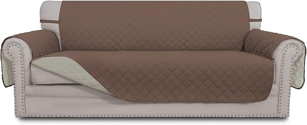 Easy-Going Reversible Couch Cover for 3 Cushion Sofa, Large Brown/Beige