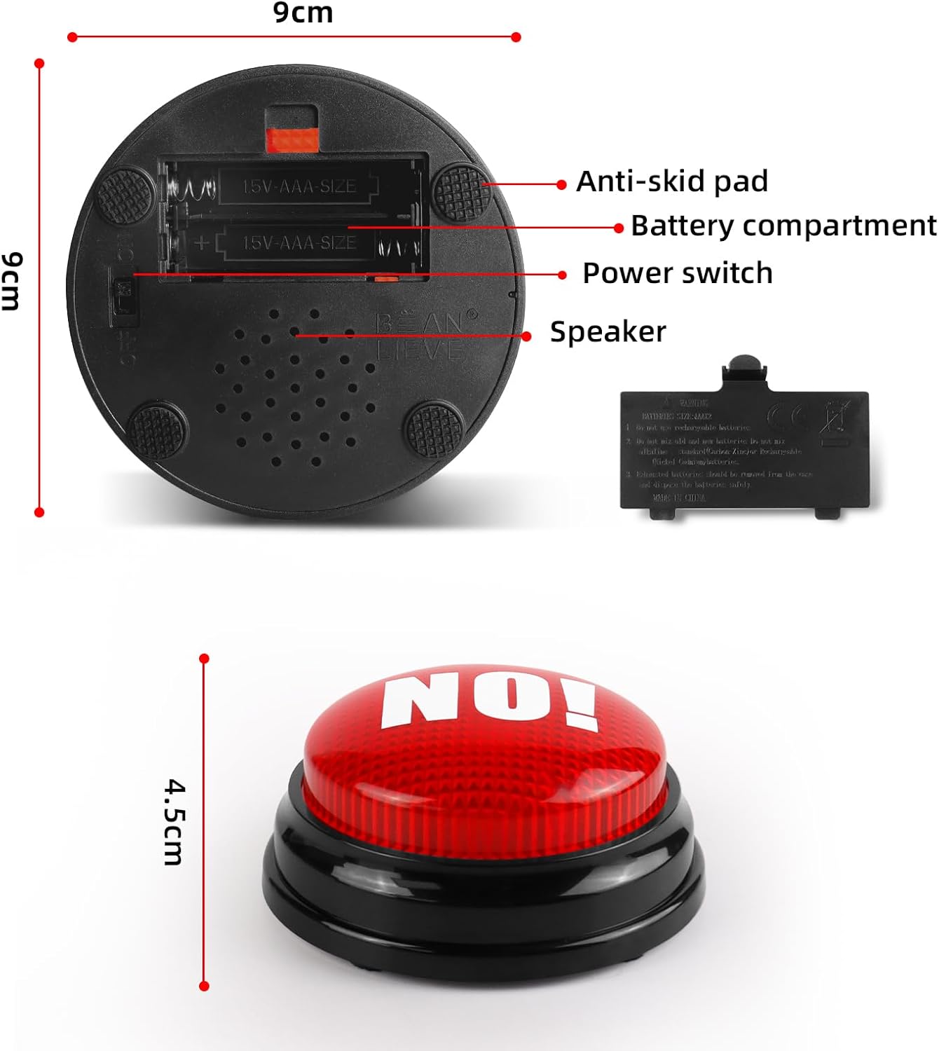 BEAN LIEVE Yes No Button - Answer Buzzers Set of 2 Buzzers for Game Show Yes Button and No Button with Sound Used for Classroom&Gag Gifts
