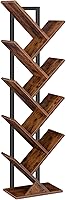 HOOBRO 9-Tier Tree Bookshelf Rustic Brown - Narrow Wooden Bookcase for Books, CDs, Space-Saving Storage Rack BF08SJ01G1