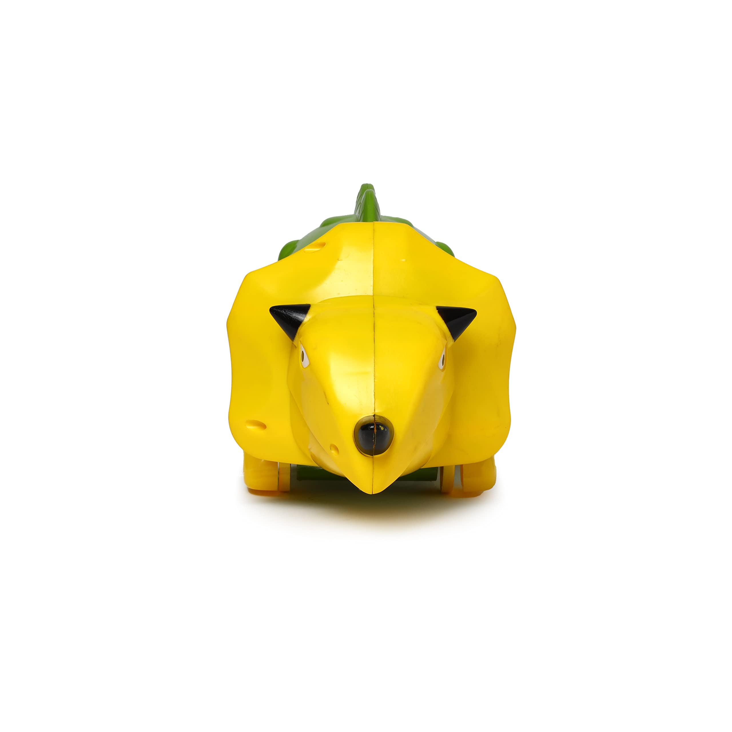 Toyzone Pull Along Triceratops Dinosaur | Plastic Pull Toy | Early Learning and Motor Skills Toys | Early Learning and Motor Skills Toy, 3Y+, Green & Yellow 2