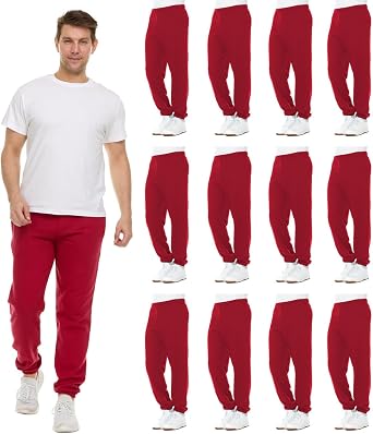 12 Pack of Wholesale Mens Jogger Sweatpants, Homeless Shelter Donation Case, Comfy Bulk Joggers for Men