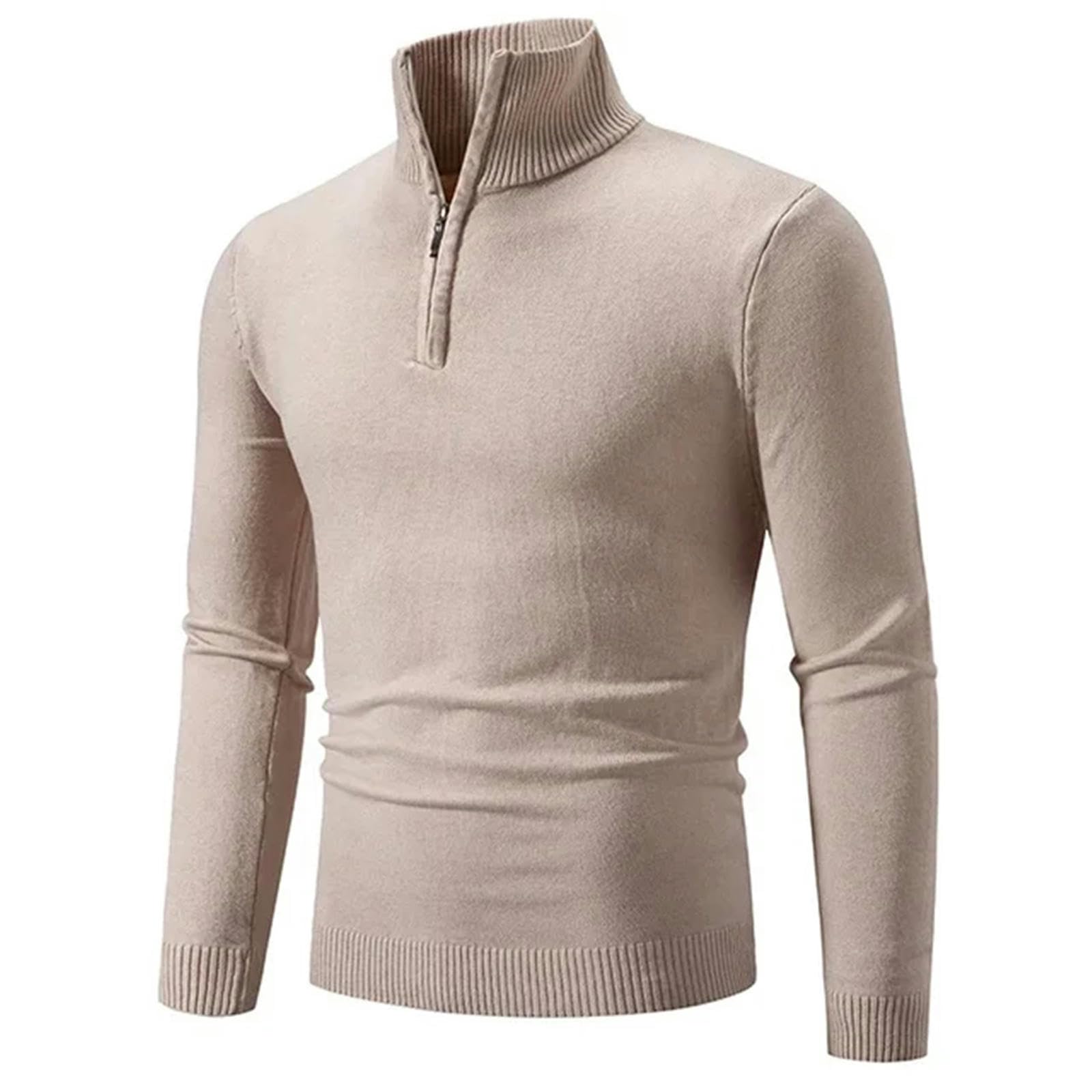 Męskie swetry jesień zima moda slim fit sweter męski jednolity kolor półotwarty łańcuch dół koszula dzianina