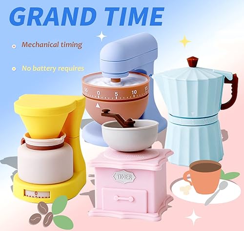 Miniatura 8 de Ranvi Lindo temporizador mecánico de cocina estilo creativo, temporizador de 60 minutos (agitador)