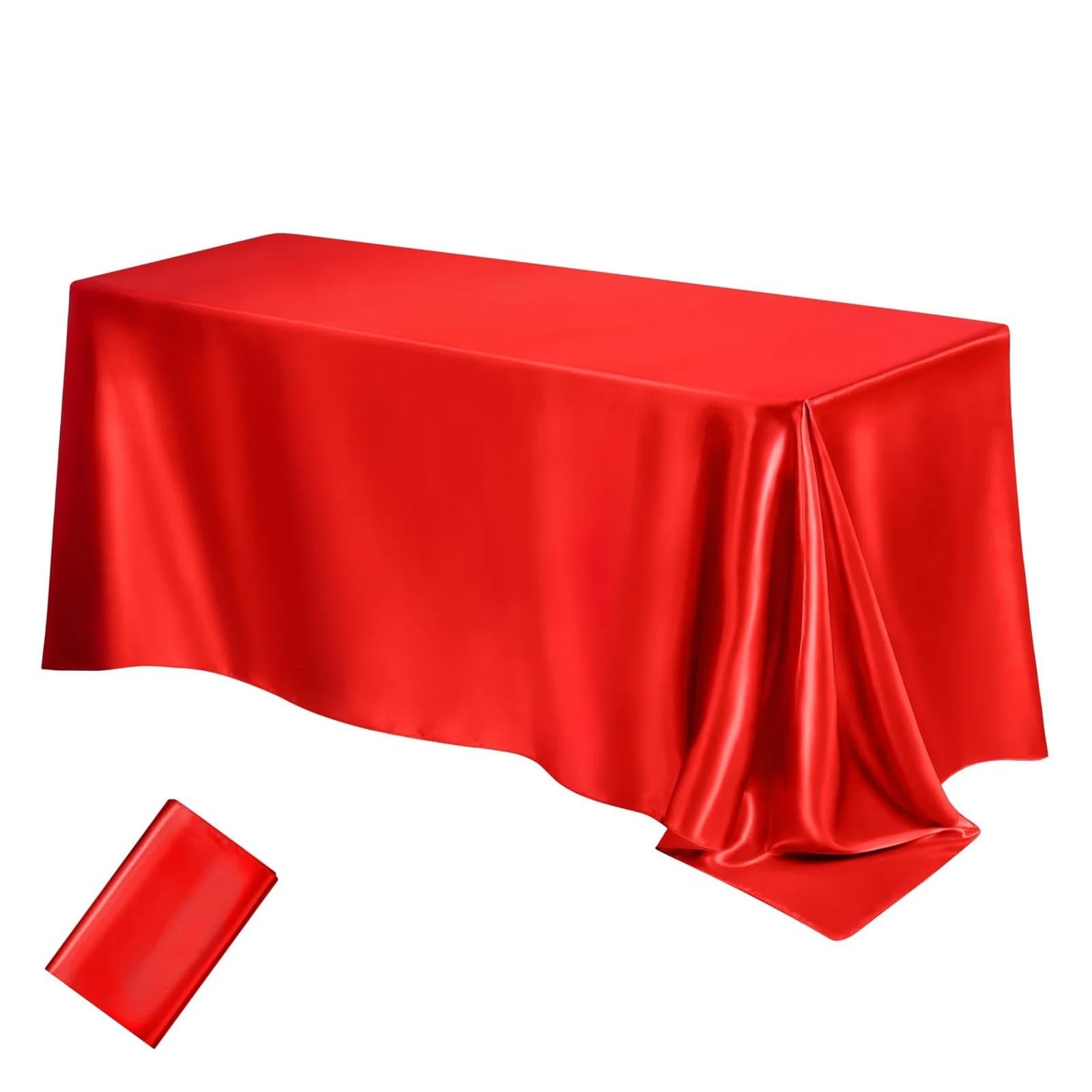 RRYPBOVG Satin Tablecloth Rectangle Wedding Satin Large Tablecloth Bright Smooth Silk Table Cover Banquet Anniversary Dining Party Decor(Red,145x260cm)