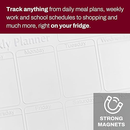 Miniatura 2 de Harmoni Home and Kitchen - Juego de calendarios acrílicos magnéticos para nevera - Dos planificadores reutilizables transparentes para mes y semana,