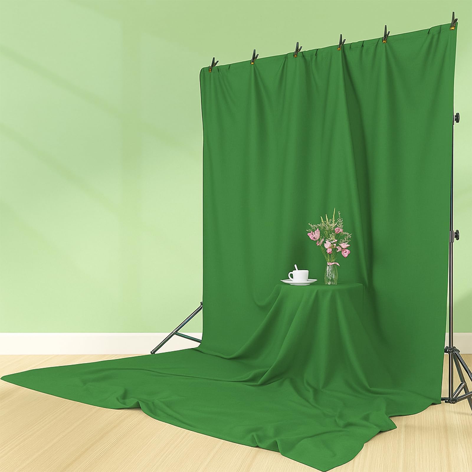 Greenscreen - Toile de fond pliable en mousseline pour photographie, principalement utilisée pour le keying chromatique et l'échange de arrière-plans virtuels, effet spécial (vert, 2 × 3 m)