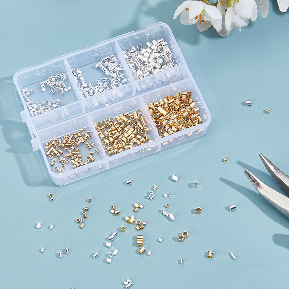 Beebeecraft 1 Box 2000 Stück Winzige Abstandsperlen 2mm 925 Stück Sterling Silber Plattiertes Messing Metall Runde Rond Lose Abstandsperlen Für Die Schmuckherstellung Armbänder Halsketten DIY