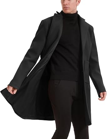 Men's Notch Lapel Single Breasted Long Trench Coat