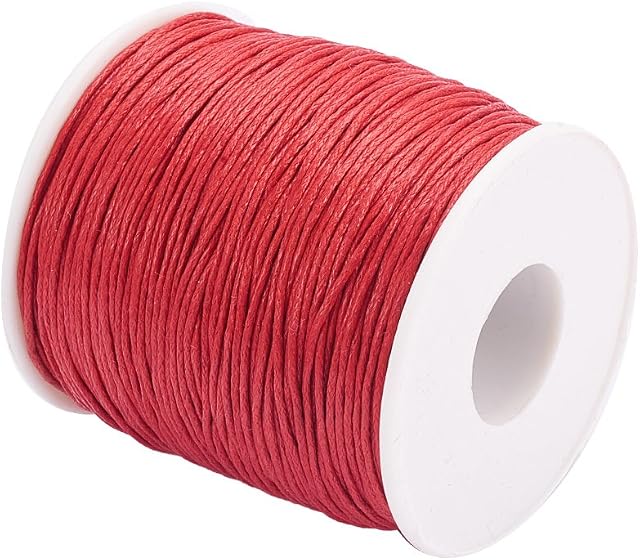 PandaHall 1mm 100 Yard/Roll Red Waxed Cord Thread Cotton for for Jewellery Making Crafting Beading Macrame.