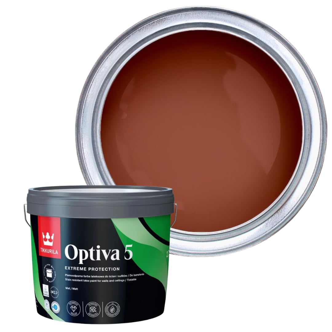TIKKURILA Optiva 5 Matt Emulsion Paint โ Durable, Scrubbable & Easy-Clean for Walls and Ceilings | Zero VOC - 3L Terracotta N405