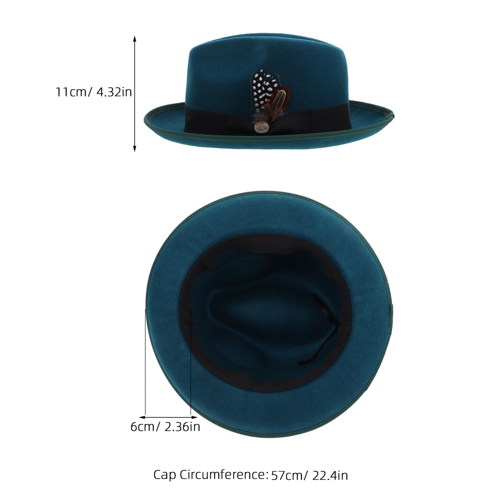 SHERCHPRY Gorro De Lana Sombrero Fedora De Fieltro para Hombre Mujer Sombrero Western De Dos para Bodas y Fiestas