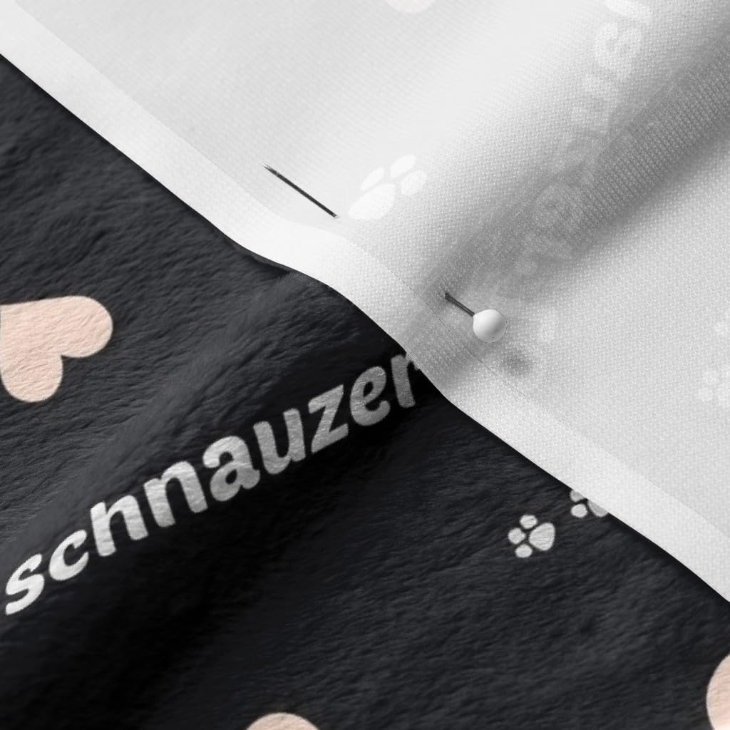 Spoonflower Fabric - Schnauzer Dogs Love Pawprints Schnauzers Animals Cute Puppies Printed on Minky Fabric by The Yard - Sewing Baby Blankets Quilt Backing Plush