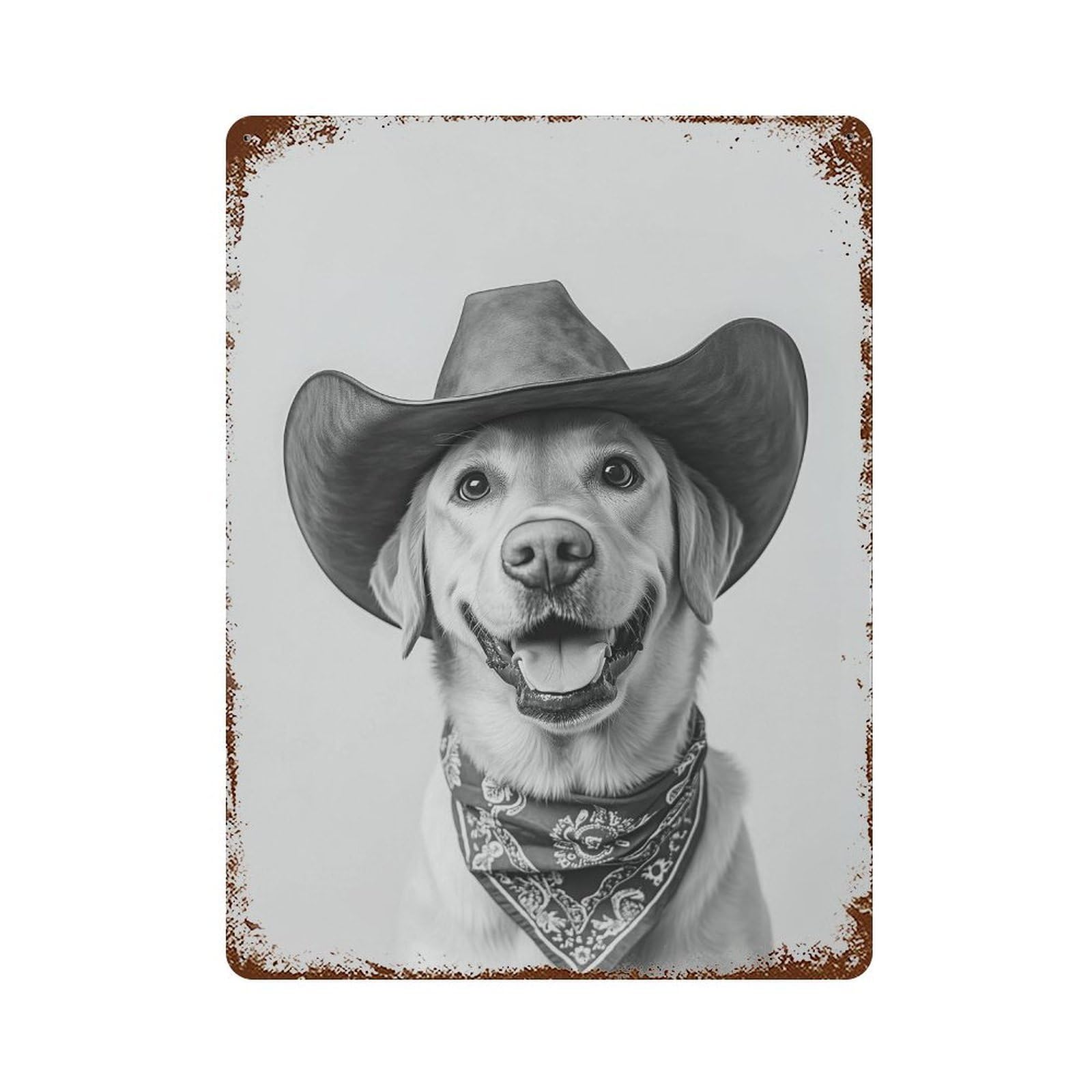 xiaoxiaoshen Labrador Cowgirl Hat Print Wall Decor Art Metal Tin Poster Modern Home Decor Art Home Bar Shop Decorations Vintage Sign 40x30cm
