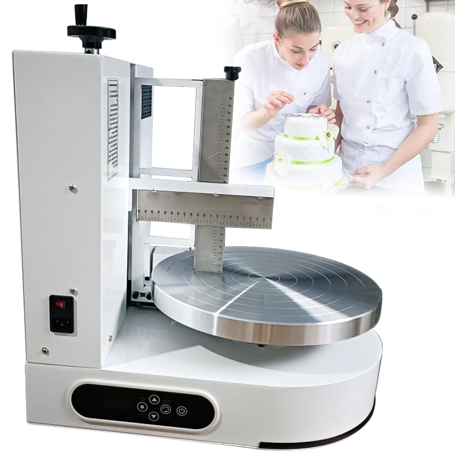 Qiang Réglable Gâteau Grattoir Crème Spatule Outil De Cuisson Edges Lisseur Machine Glaçage Gâteau Anniversaire Automatique D'épandeur Décoration Crème Niveleur 6-14 Pouces,White
