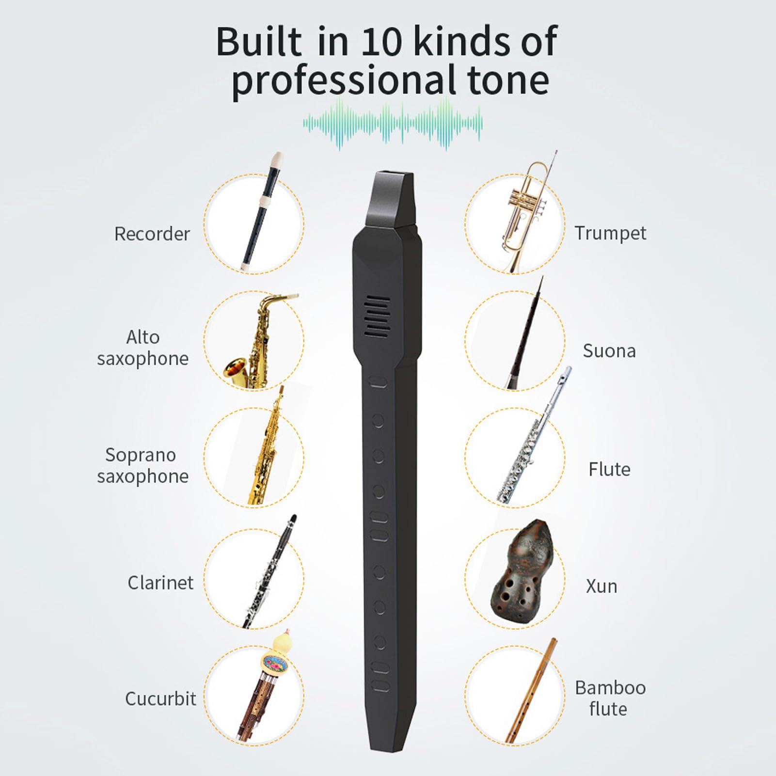 Generic Strumento a Fiato Elettronico con 10 Toni Versatili e sensibilità di Soffiaggio Regolabile per Musicisti Modello in Materiale ABS
