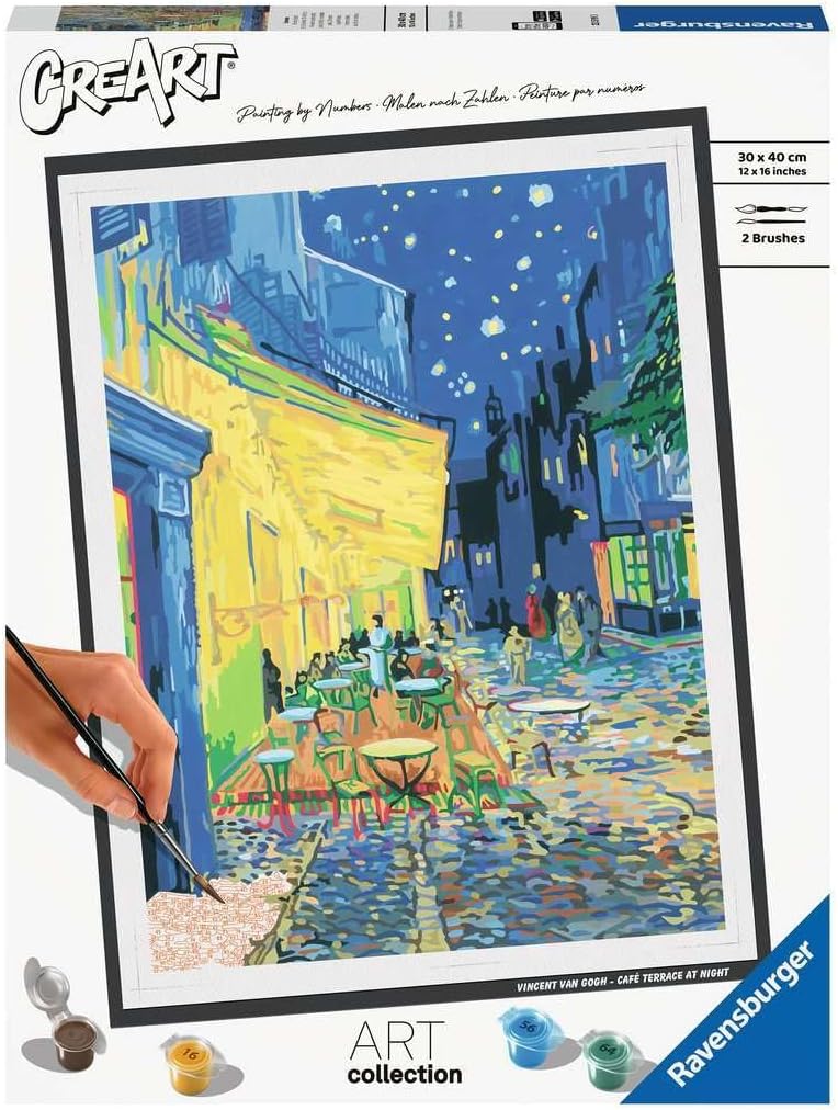 Ravensburger Van Gogh: Café Terrace at Night Paint by Numbers Kit for Adults - 23519 - Painting Arts and Crafts for Ages 14 and Up