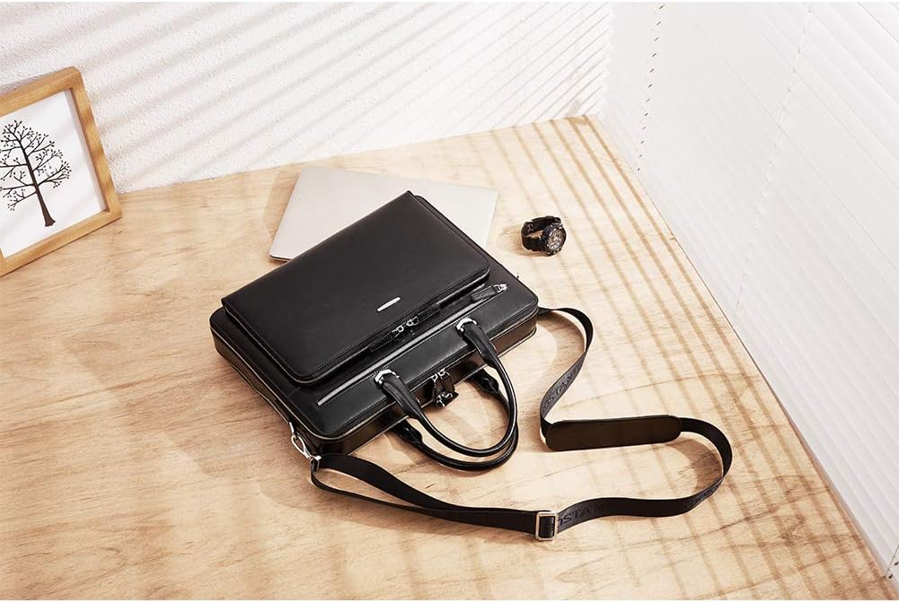 BOSTANTEN Briefcases for Men Messenger Bag Genuine Leather Laptop Bag 15.6 inch Office Work Tote for Buisness Travel - Image 2