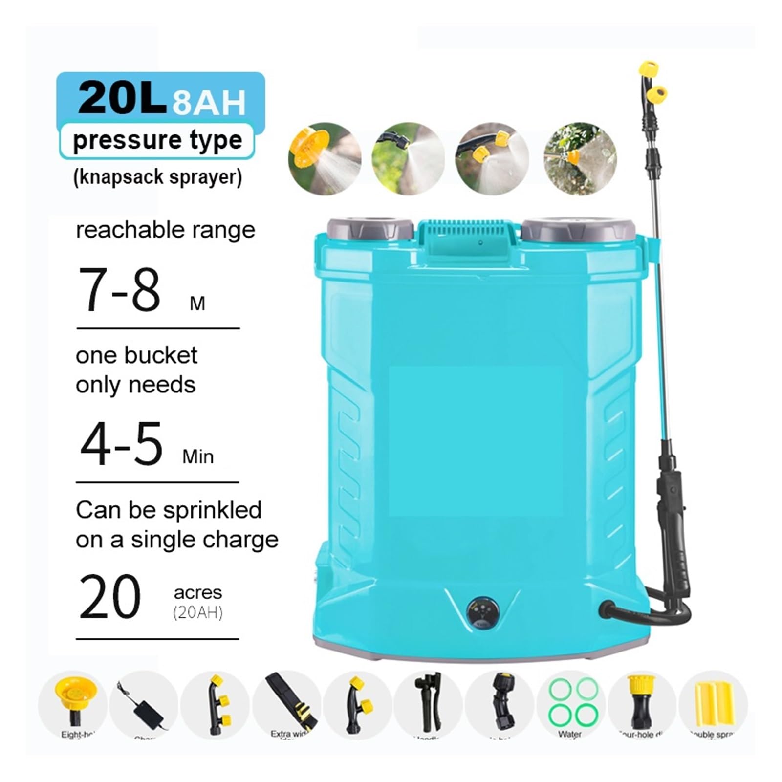 Opryskiwacz Elektryczny, Elektryczny zraszacz rolniczy 20L z natryskiem kanałowym powietrznym Rozdzielacz ładunku do nawadniania ogrodu(20L Spray)