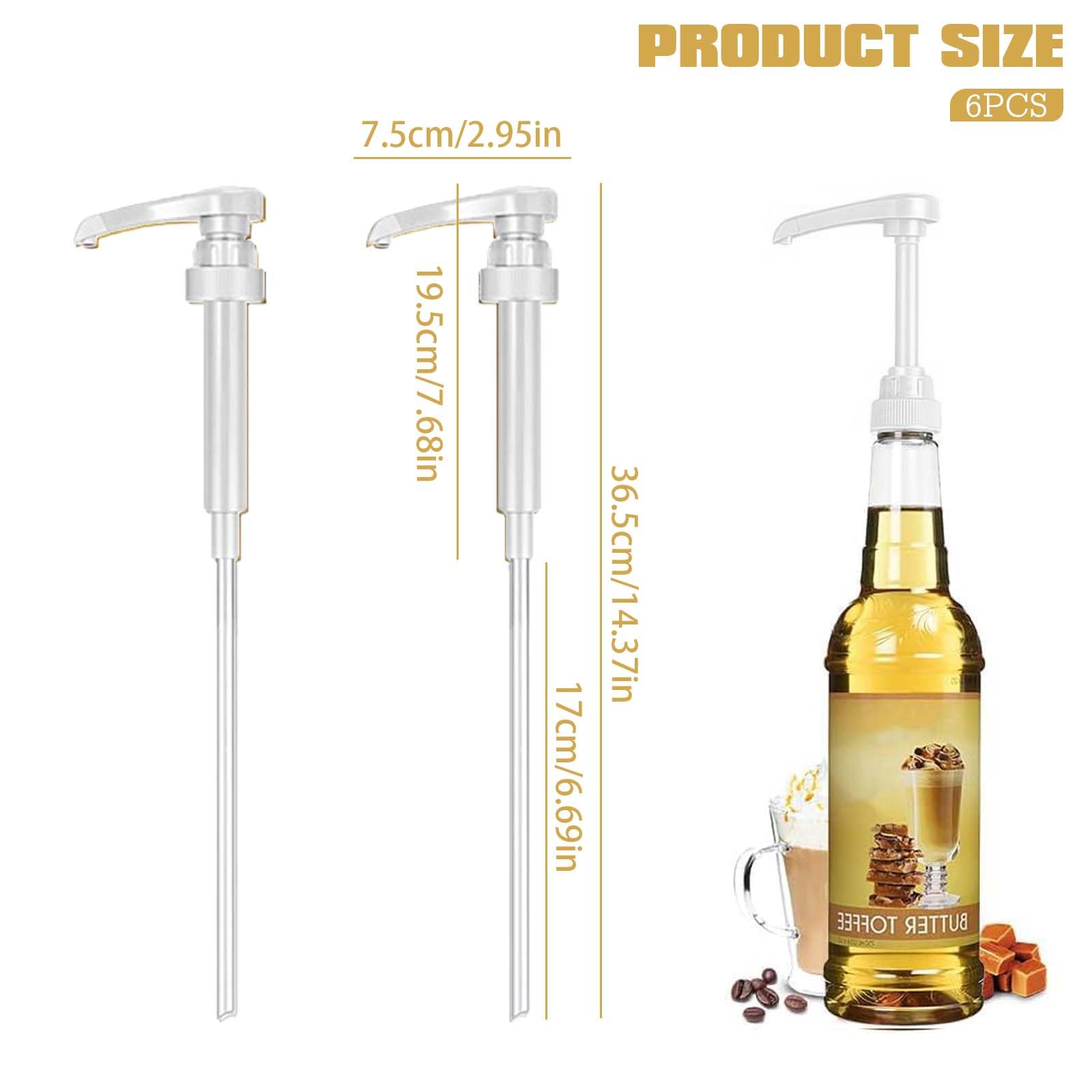 6 Pezzi Dispenser a Pompa per Sciroppo, Dispenser Di Sciroppo Per Drink Succhi, Dispenser per Sciroppi, per Bottiglie da 500 ml a 1000 ml, Viene Fornito con Tubi Lunghi (Bianco)
