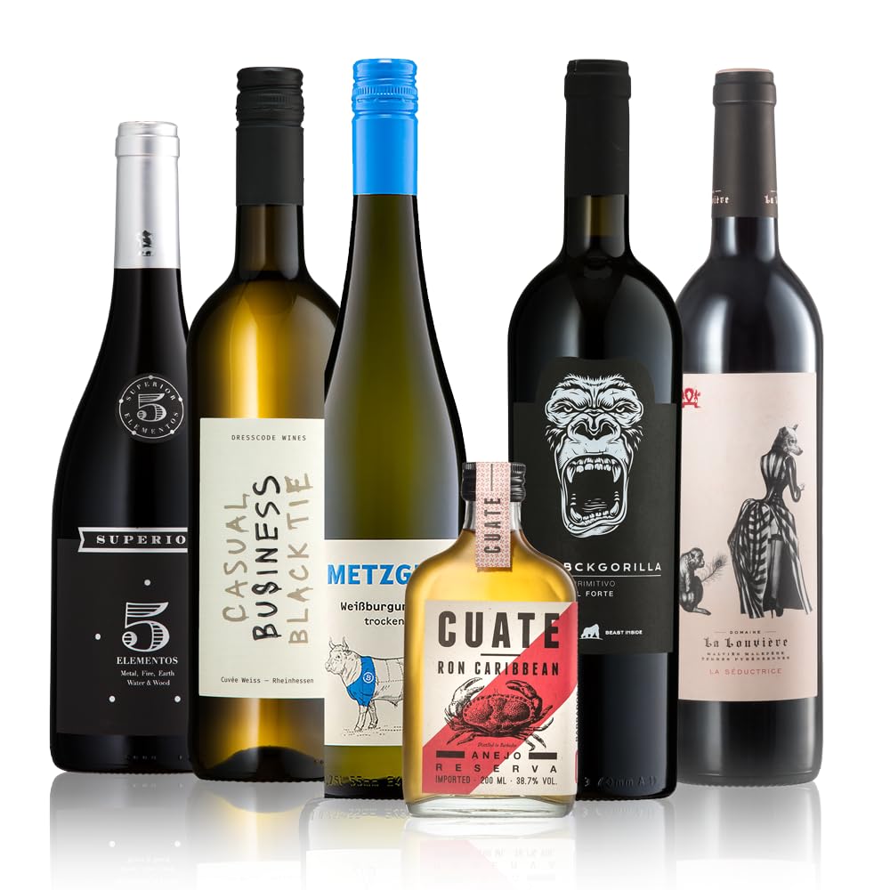 GEILE WEINE Weinpaket MÄNNERWEINE - Bester Weißwein, Rotwein & Rum, der jedem Mann schmeckt