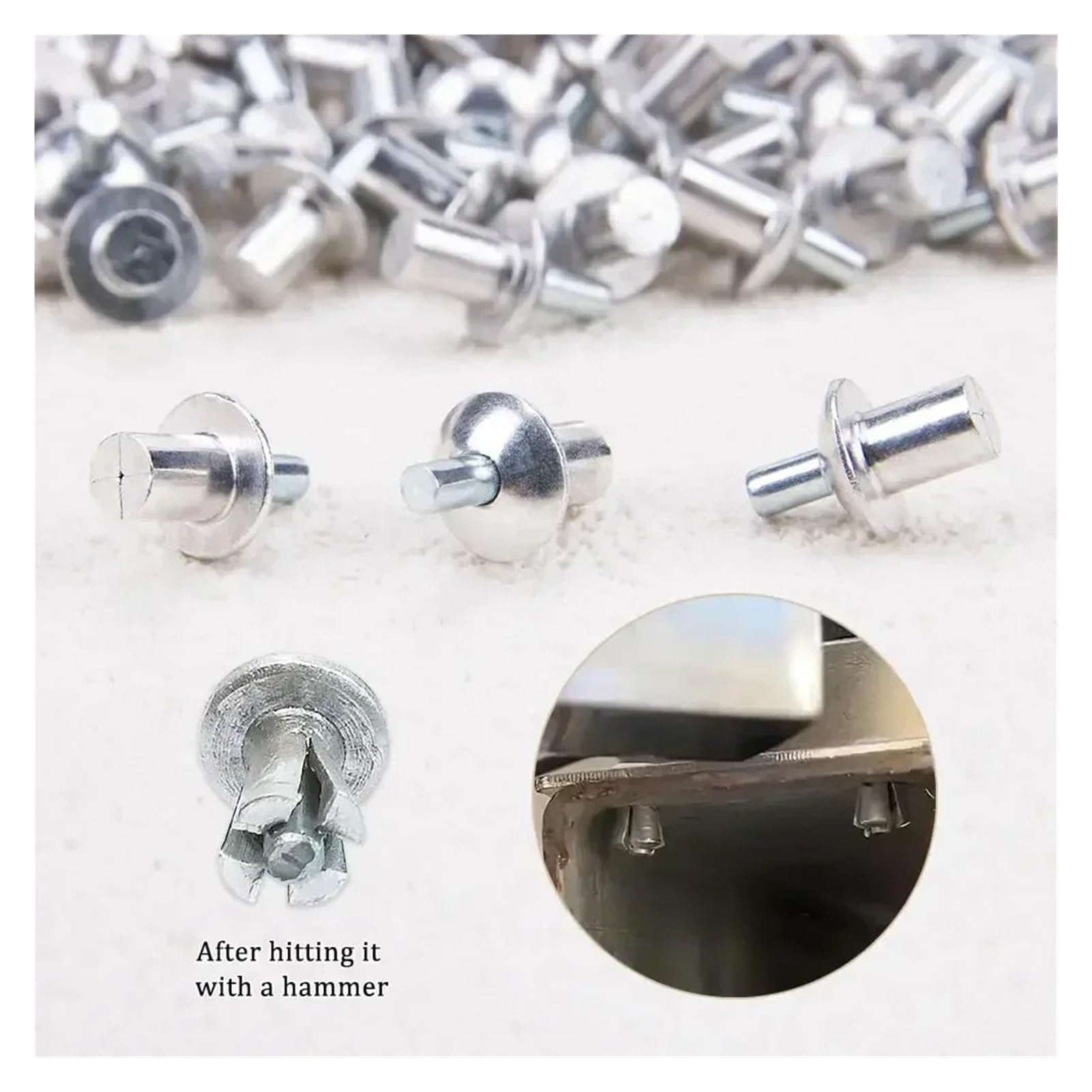 remaches ciegos, Remaches de martillo, sujetadores expansión aleación aluminio, varilla acero inoxidable, tornillos accionamiento, herramienta Hardware clavos(5x9mm,50PCS)
