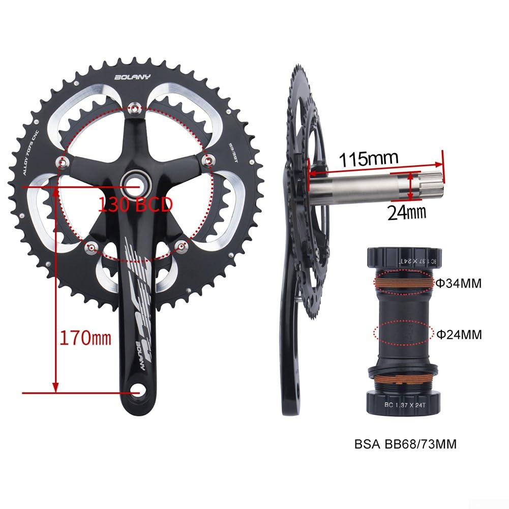 Racefiets crankstel 53-39T dubbel kettingblad 170 mm crank