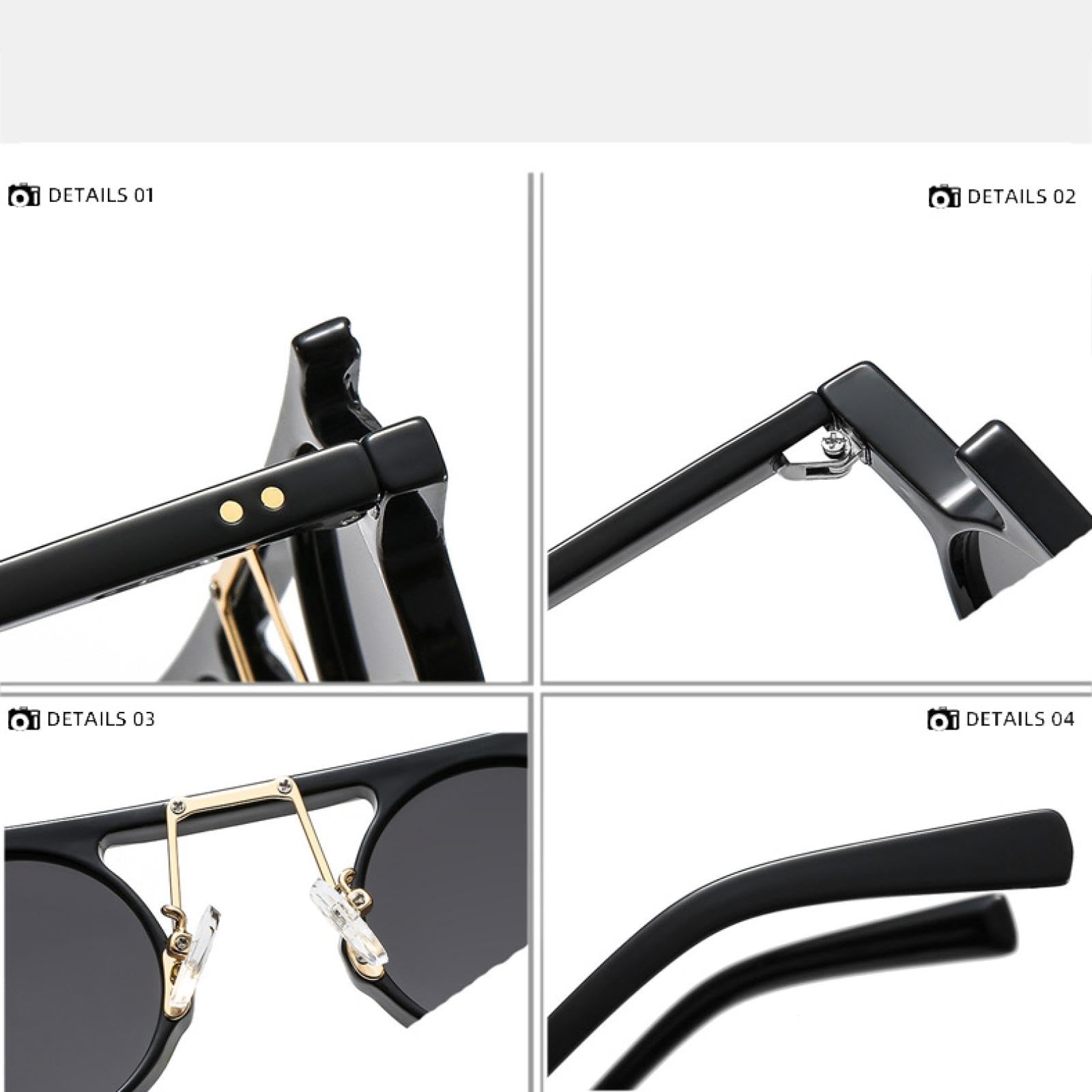 Gafas de sol UV400 para hombres y mujeres, marco pequeño punk redondo gris claro, lente ligera para deportes al aire libre y conducción