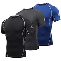 AMZSPORT Maglietta a Compressione da Uomo, a Maniche Corte