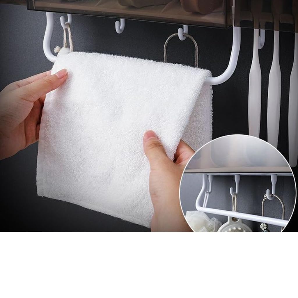 Estante para Cepillos de Dientes Portaspazzolino Multifunzionale Set di Lavaggio Porta spazzolino da Parete a Ventosa Spremiagrumi Integrato for Bagno
