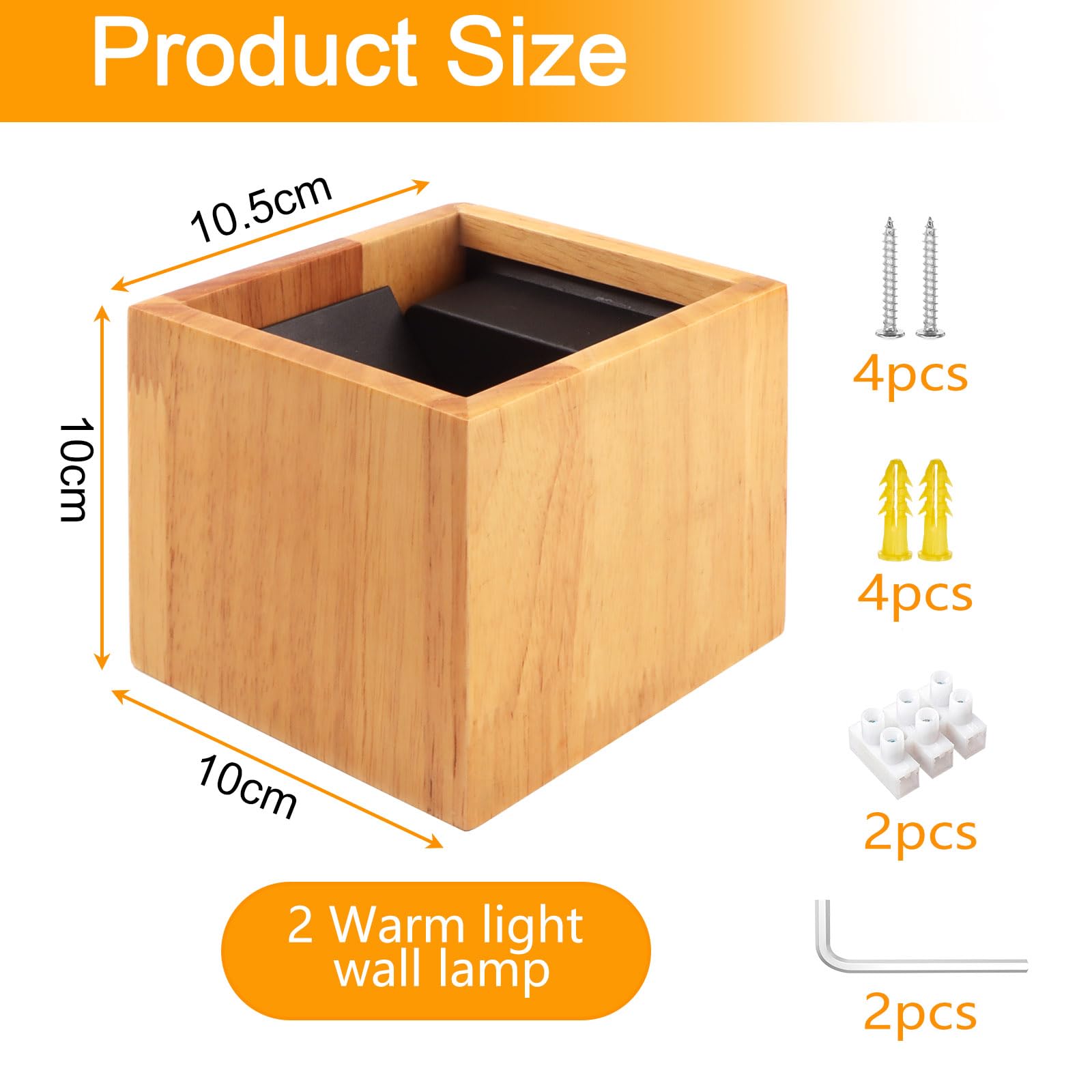 2 pezzi di Applique da Parete LED 8W Legno,Lampada da Parete Moderno 3000K