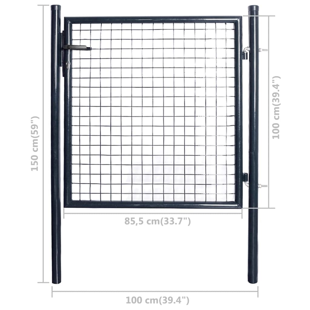 vidaXL Maschen-Gartentor verzinkter Stahl 100 x 100 cm Grau
