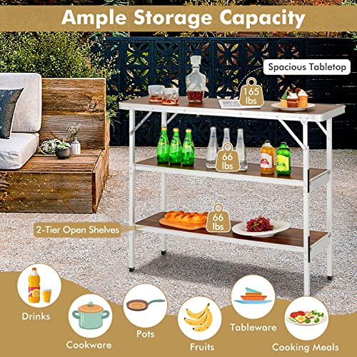 Image of COSTWAY Folding Picnic Table, Portable Camping Table with Carry Bag