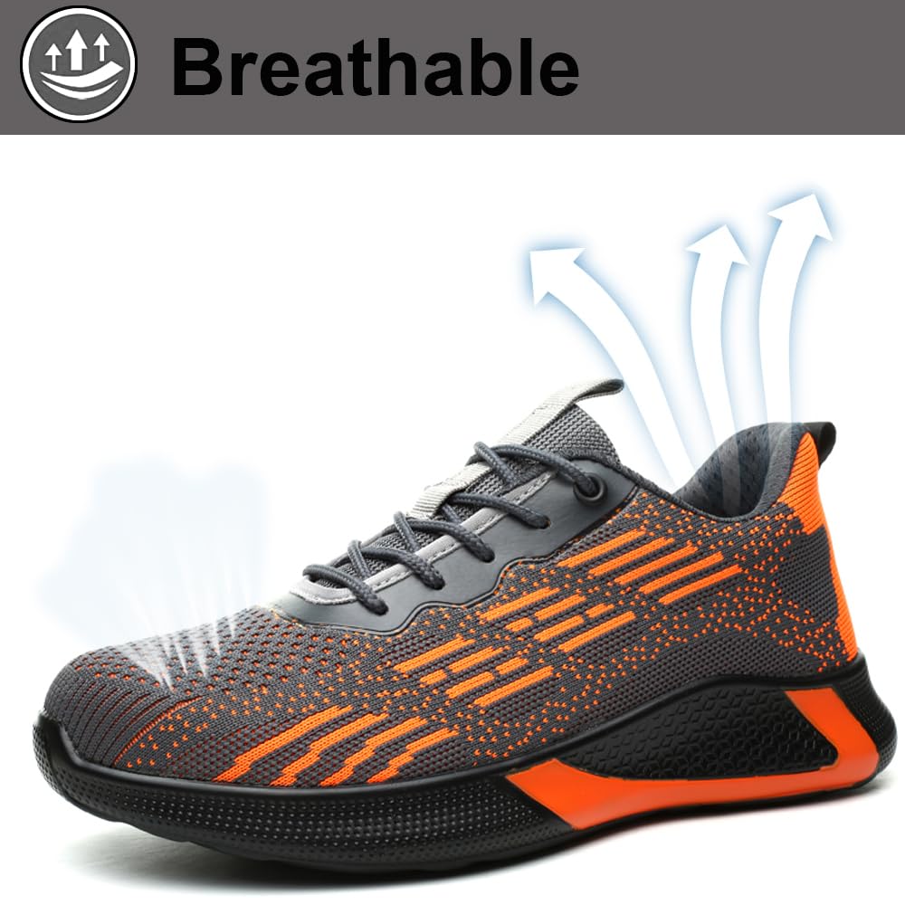 Scarpe Antinfortunistiche Scarpe da Lavoro Uomo Donna Scarpe Protettive Traspiranti Antiscivolo con Puntale in Acciaio per Unisex 36-46