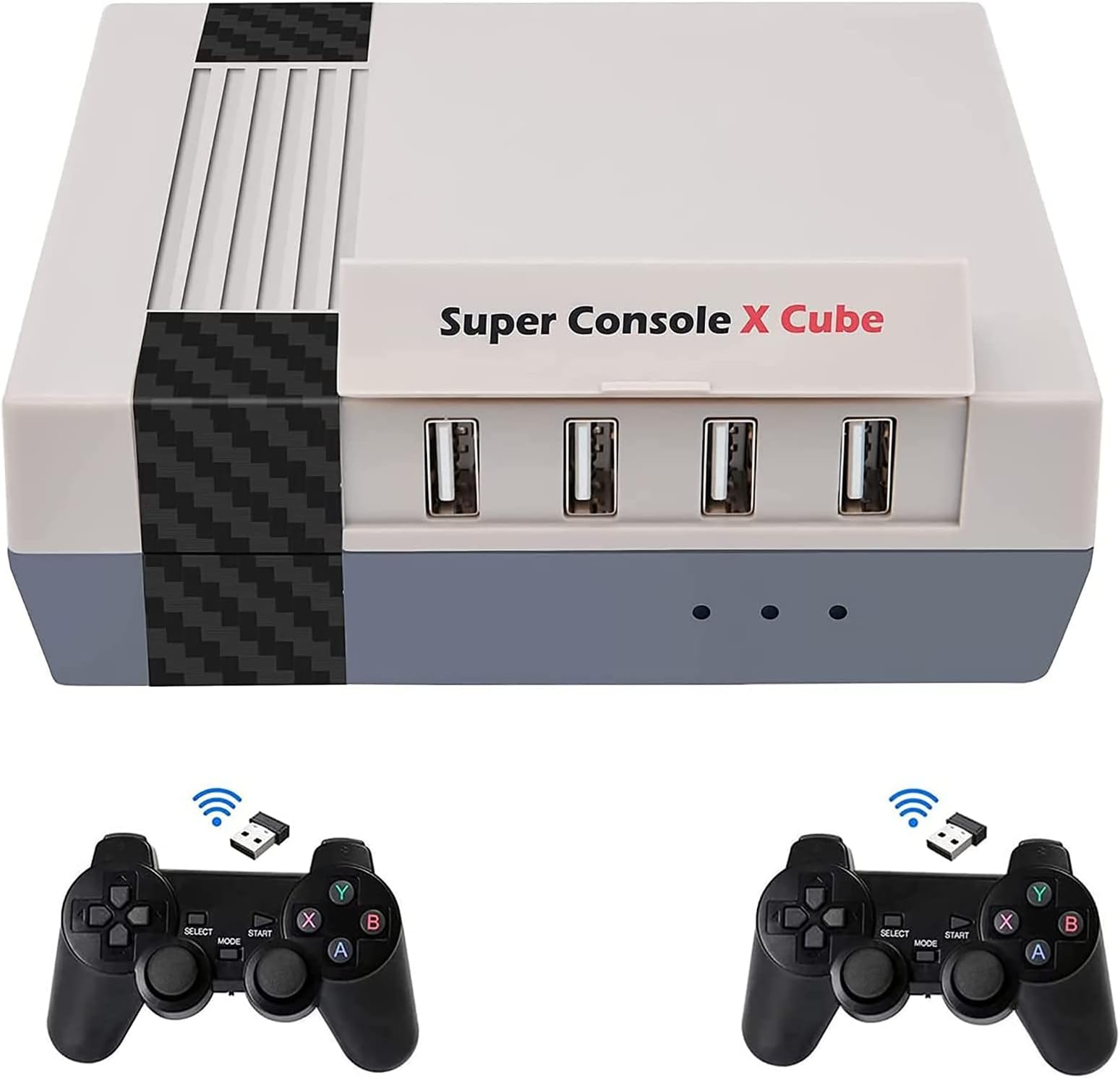 SLKTDEWireless Retro Video Game Console, 256GB Super Console, Built-in 50+ Emulators & 50,000 Games, 4K TV HD/AV Output, with 2 Gamepads, for PSP/PS1/NES/DC/N64