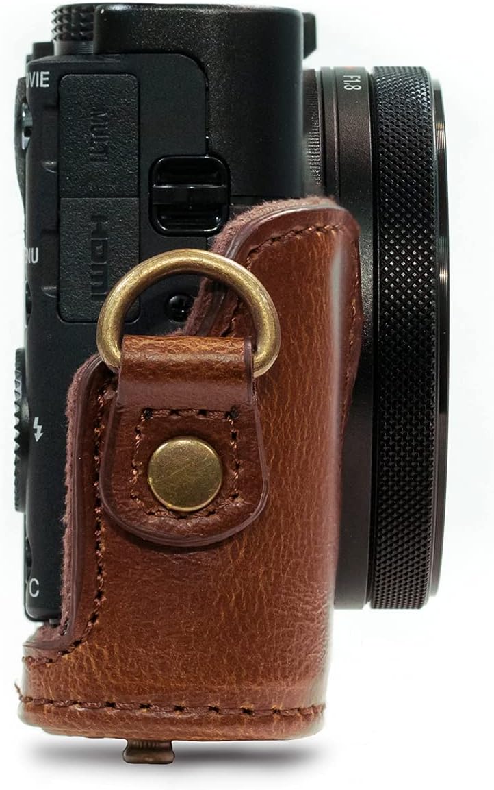 MegaGear MG284 Ever Ready Leather Camera Case Compatible with Sony Cyber-Shot DSC-RX100 VII, DSC-RX100 VI, DSC-RX100 V, DSC-RX100 IV, DSC-RX100 III - Dark Brown