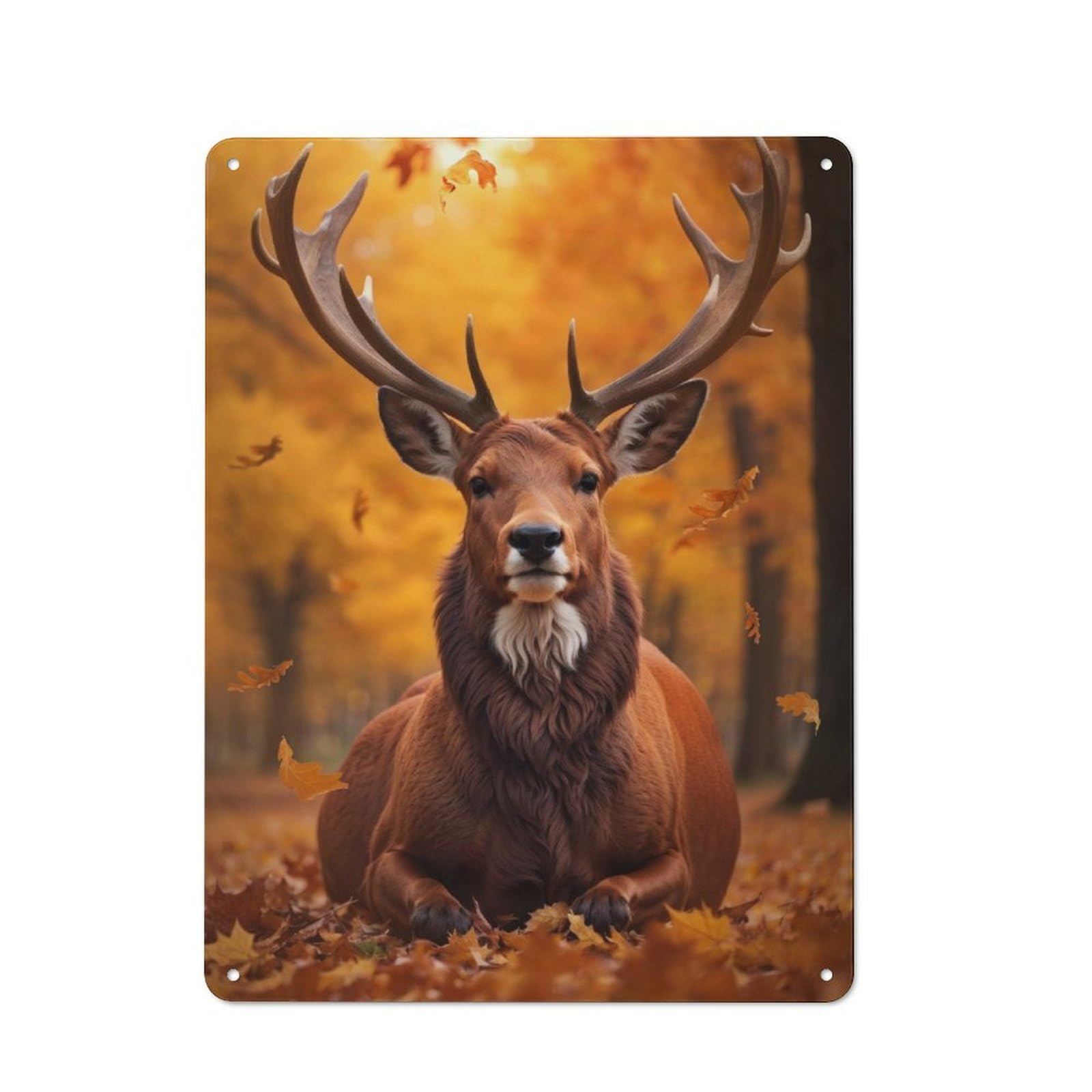 Junmoney Autumn Majesty Retro Tin Wall Plaque 40X30cm For Dining Room Or Kitchen, For Home Decor Collectors
