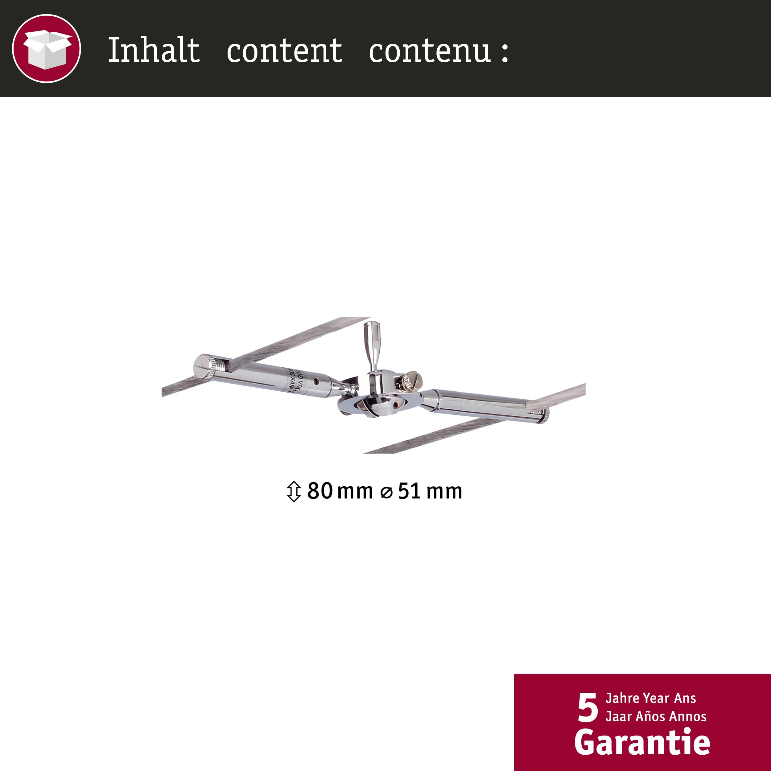 Paulmann 94147 Sistema de cable Spot Togo, máx. 1x10W, GU5,3, Cromo, 12V, Metal