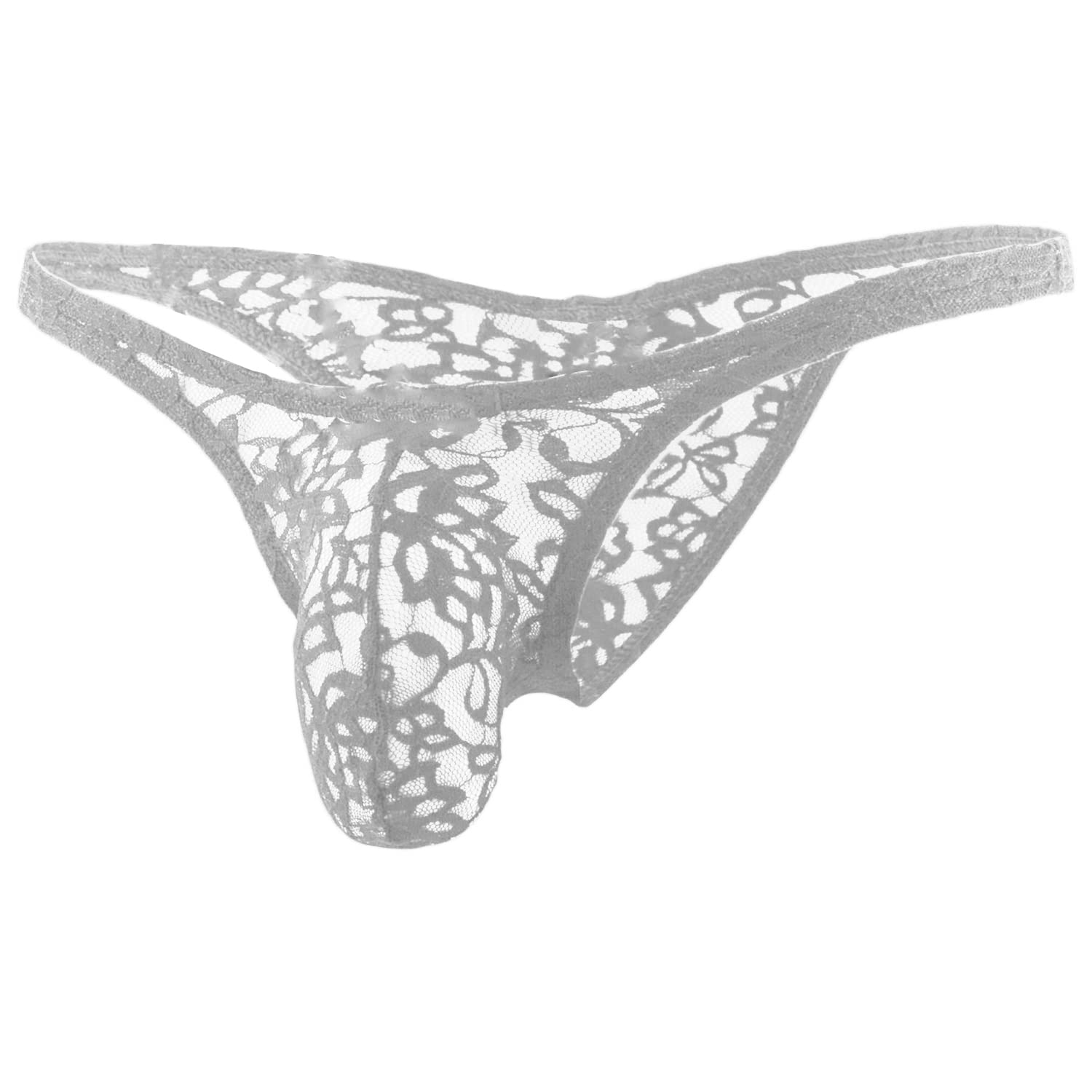 Mens Soft and Comfortable Lace Mid Waist Free Size Bikini Underwear (Medium, White)-image-20