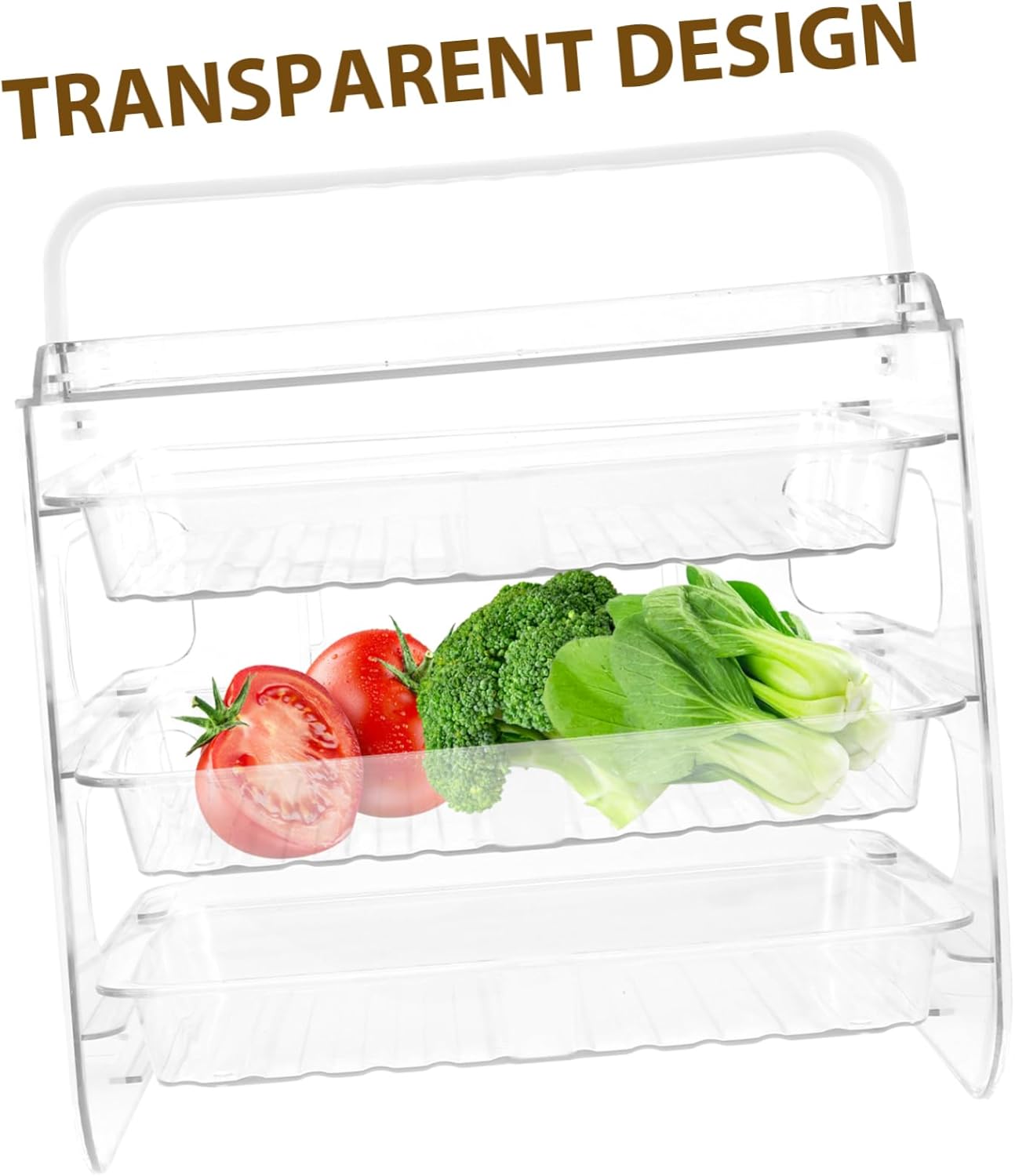 KICHOUSE Multi-Layer Food Preparation Rack Transparent Kitchen Storage Organizer for Snacks Vegetables Space-Saving Countertop Tray for Home Restaurant Use
